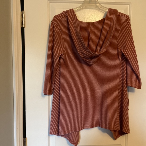 🛍️DONATED | Anthropologie | Dusty Pink Cream Striped Open Angled Cardigan - Picture 5 of 8